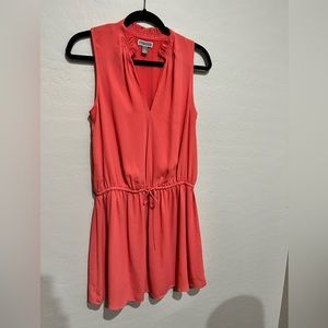 Chelsea28 Sleeveless Drop Waist Coral colored Dress with Ruching, Small